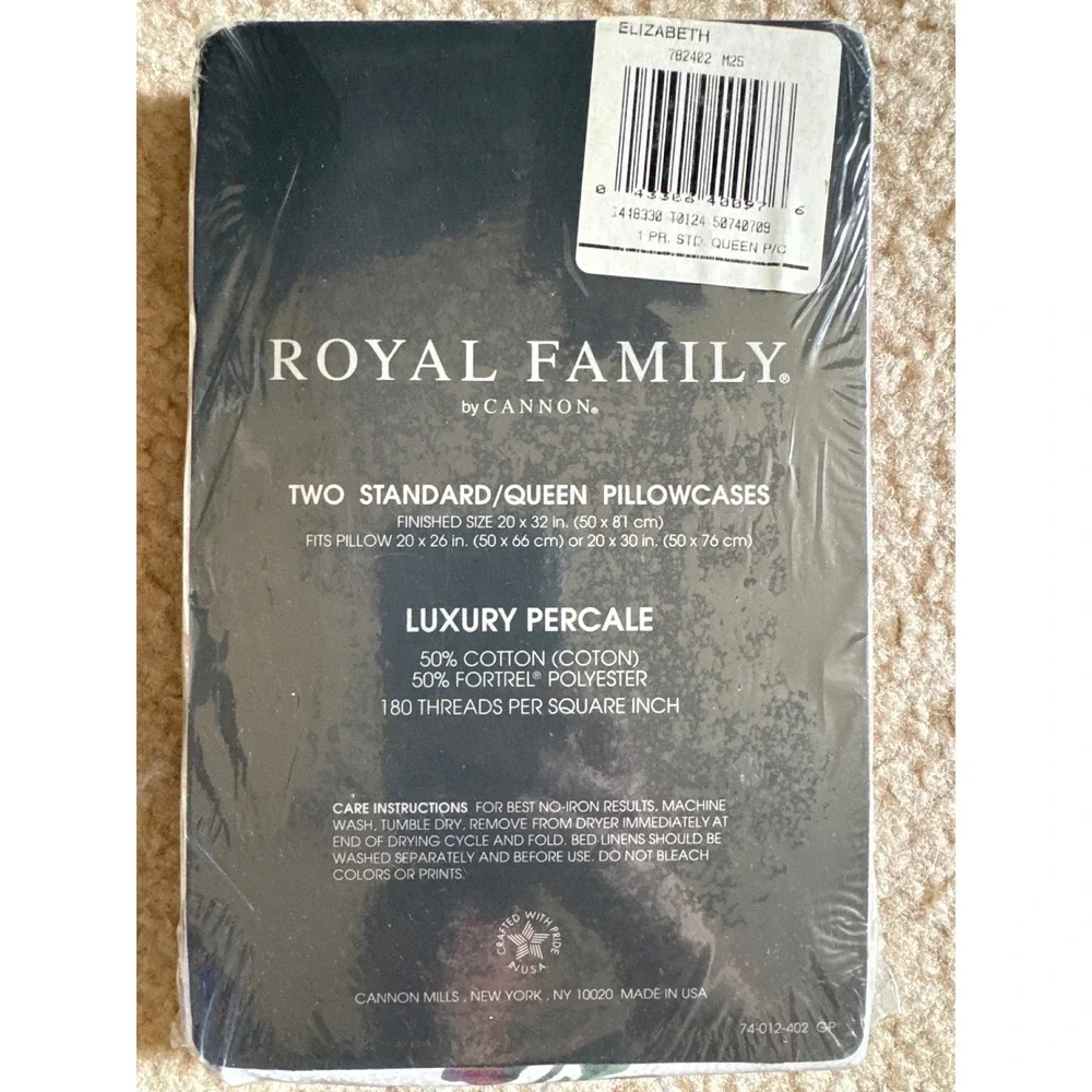 Royal Family by Cannon Elizabeth Floral Pillowcases 2pk Standard Queen Vintage